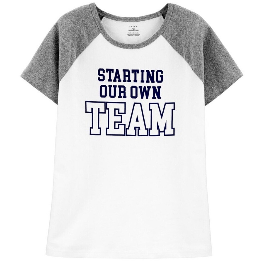 Carter's Adult Womens Starting Our Own Team Tee Large New with Tags White Gray
